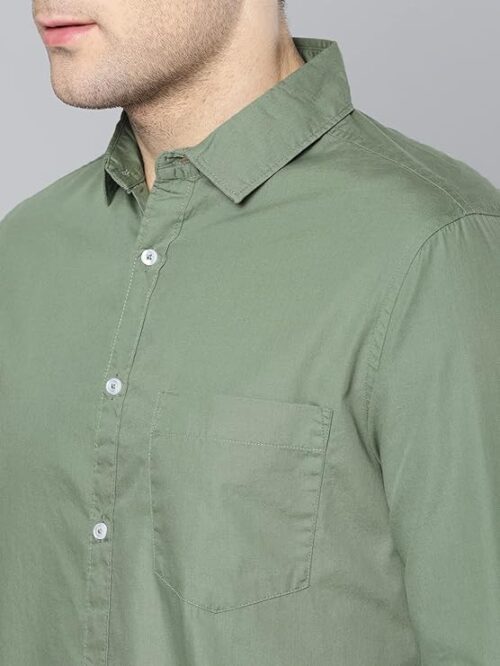 Dennis Lingo Men's Solid Slim Fit Cotton Casual Shirt with Spread Collar & Full Sleeves (Also Available in Plus Size) - Image 2