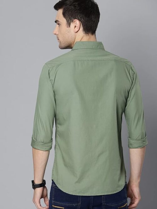 Dennis Lingo Men's Solid Slim Fit Cotton Casual Shirt with Spread Collar & Full Sleeves (Also Available in Plus Size) - Image 4