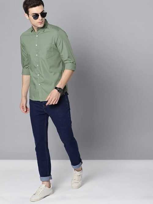 Dennis Lingo Men's Solid Slim Fit Cotton Casual Shirt with Spread Collar & Full Sleeves (Also Available in Plus Size) - Image 5