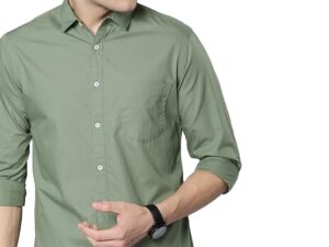 Dennis Lingo Men's Solid Slim Fit Cotton Casual Shirt with Spread Collar & Full Sleeves (Also Available in Plus Size)